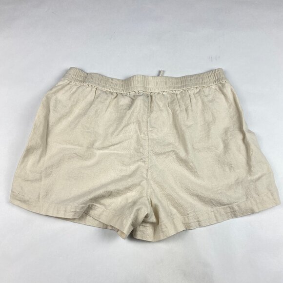 J. Crew Factory Linen Blend Drawstring Shorts Women's Size M Cream - Picture 2 of 11
